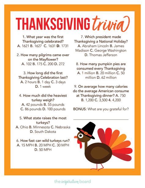 Printable Thanksgiving Trivia